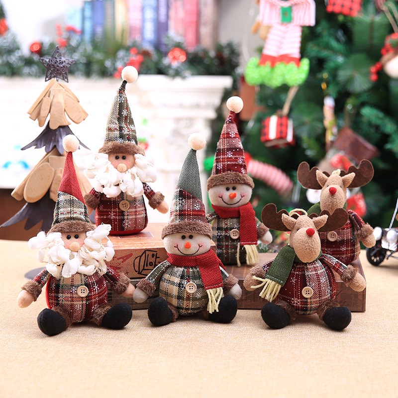 Cute Santa Snowman Deer Shaped Doll Christmas Decoration Gif
