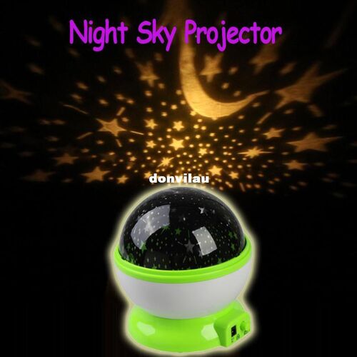 Green New Room Green Night Light Lamp Rotary Flashing Starry