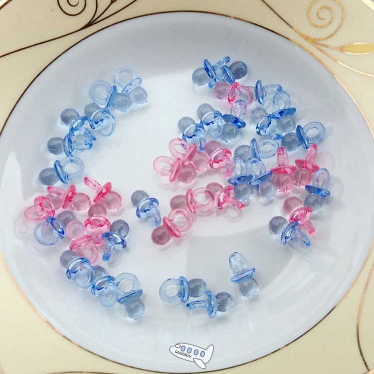 50pcs/set Transparent Diamond Cut Pacifiers Bead Baby Shower