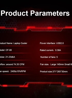 5 LED fans Laptop Cooler Cooling Pad USB 2.0 Cooler Laptop S