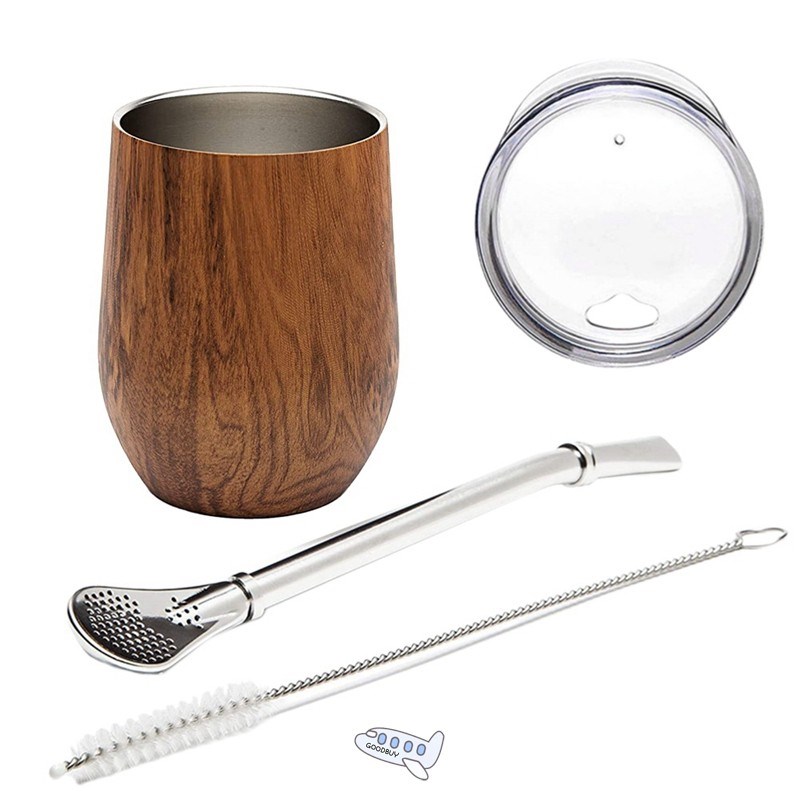 Yerba Mate Gourd Tea Cup Set 12Oz,Double-Wall Stainless Coff