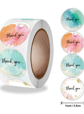 50-500pcs Color graffiti Thank You Sticker 1 Inch Round Deco