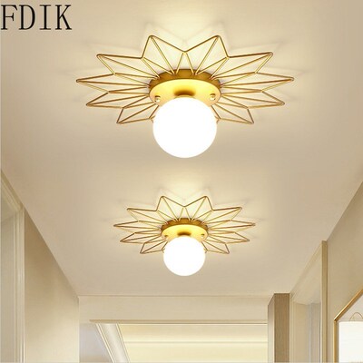 Nordic Led Creative Lamps Sun Golden Ceiling Light Aisle Bed