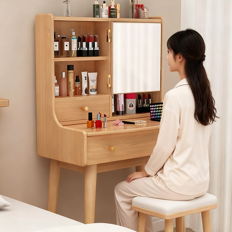 小型化妆桌梳妆台现代卧室简约迷你桌子2025新款简易化妆镜梳妆桌