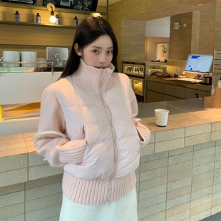 法式 短款 减龄气质设计感小众棉服加厚外套女 新款 羊毛拼接2025冬季