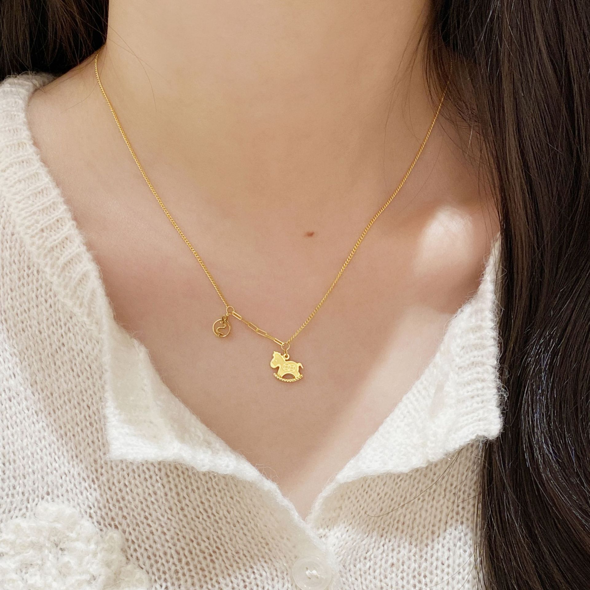 英国设计师cherry kittys925银马上有钱项链女时尚木马轻奢高级感