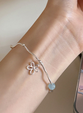 英国设计师cherry kittys925银镂空花朵弯管手链女气质高级感海