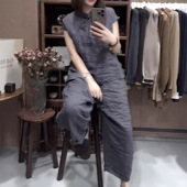 两件套显瘦套装 日本portney 复古盘扣简约时尚 新款 女 bell夏季