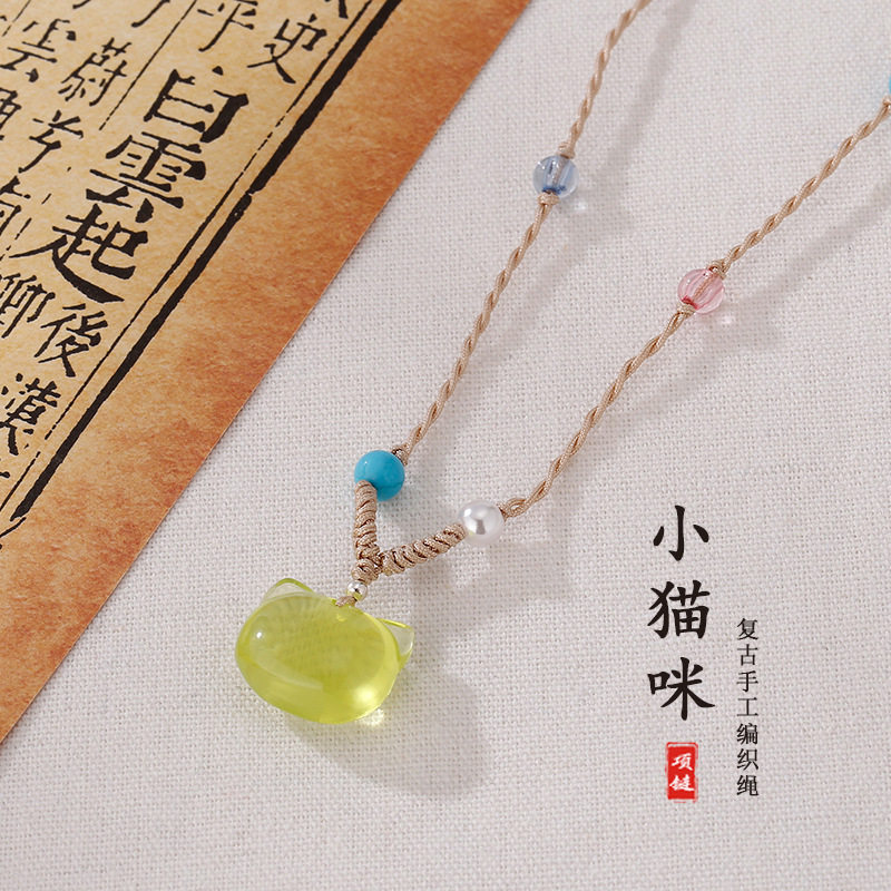 日本portney bell可爱猫咪项链女夏锁骨链轻奢小众高级简约甜美