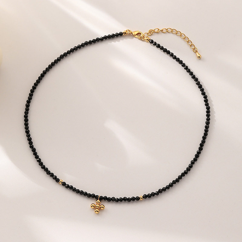 日本portney bell简约个性黑色串珠项链女小众高级感精致时尚