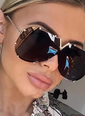 日本portney bell时尚金属连体太阳镜新款欧美v大框墨镜ins