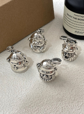 英国设计师cherry kittys925银萌趣西记游角色立体银吊坠女小众