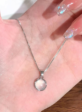 日本portney bells925银白玉髓圆形项链女ins清冷风超仙温柔气质