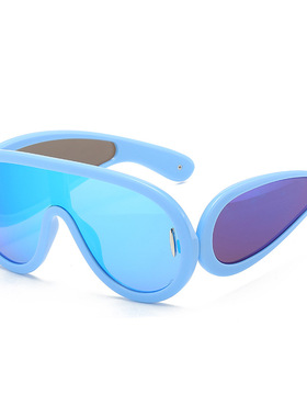 日本portney bell新款欧美未来风朋克嘻哈大框连体太阳镜时尚