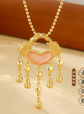 日本Portney Bell吉祥如意祥云如意平安锁吊坠女vintage复古宫廷