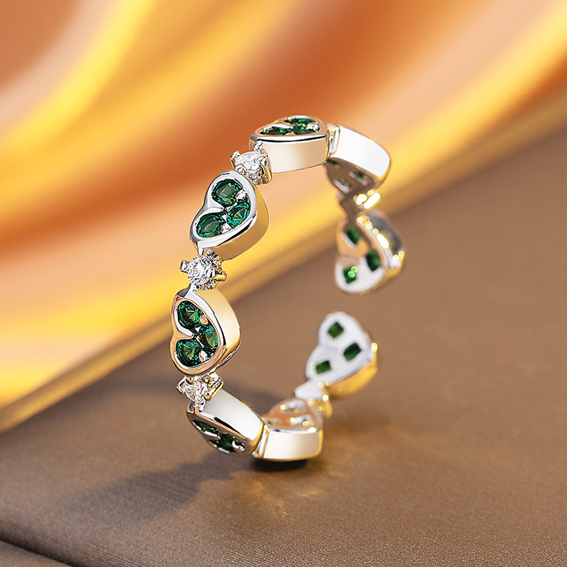 英国设计师cherry kitty925轻奢小众甜酷爱心锆石开口戒指女设计