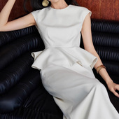 赫本风收腰伞状上衣&高腰 双面珠地梭织料 日本portney bell