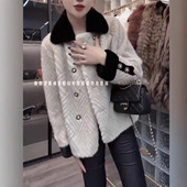 时尚 新款 小个子毛绒绒翻领仿皮草外套女 bell冬季 日本portney