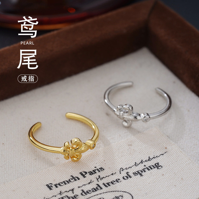 日本Portney Bell古法金色鸢尾花戒指尾戒复古宫廷风小众食指戒