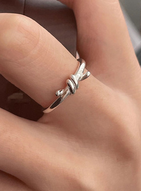 日本portney bells925银打结缠绕戒指女 小众通勤风ins简约百搭