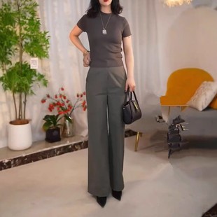 bell春夏新款 短袖 日本portney 色修身 显瘦女 t恤时尚 直筒长裤