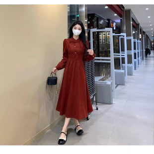 大码新中式红色连衣裙女秋季2025新款复古a字裙显瘦国风裙子