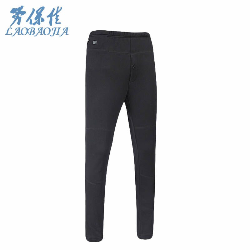 劳保佳USB安全智能恒温发热裤智能发热裤劳保USB充电裤加绒男款黑