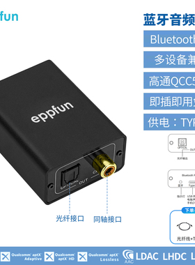 音频接收器高通QCC蓝牙5.4 LDAC LHDC ACC APTX LOSSLESS光纤同轴
