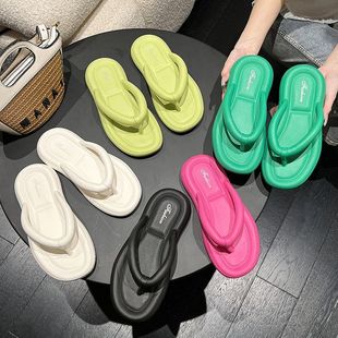 夏 EVA踩屎感糖果色夹趾凉鞋 厚底外穿夹脚人字拖鞋 沙滩鞋 软底女鞋