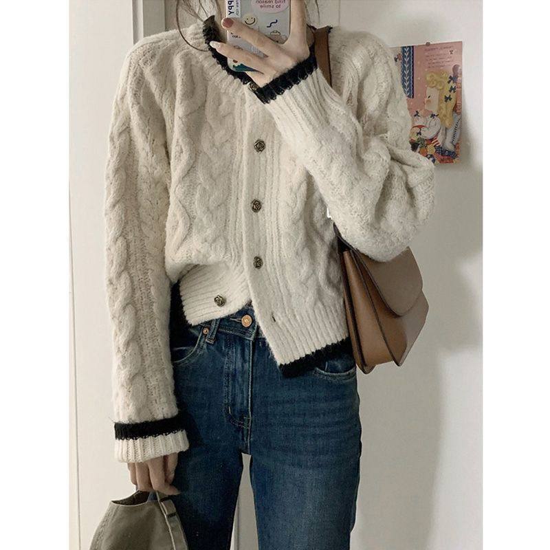2023年新款设计感小众早春毛衣女秋冬加厚高级感韩系针织开衫外套