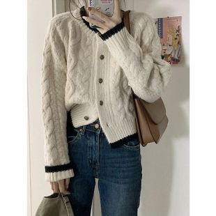 2023年新款设计感小众早春毛衣女秋冬加厚高级感韩系针织开衫外套