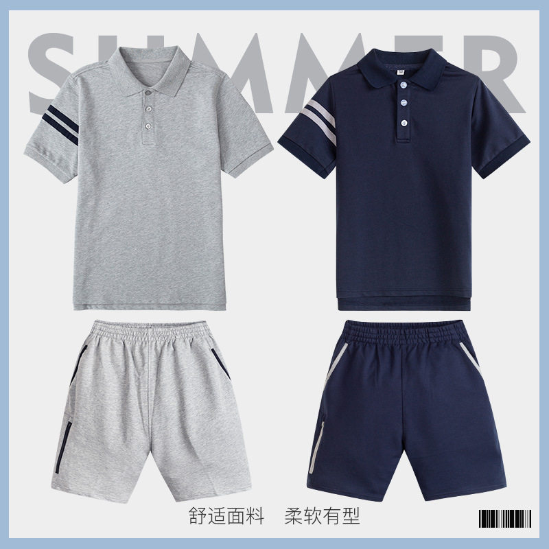 中小学生英伦风夏季短袖短裤校服幼儿园园服套装T恤Polo衫休闲装