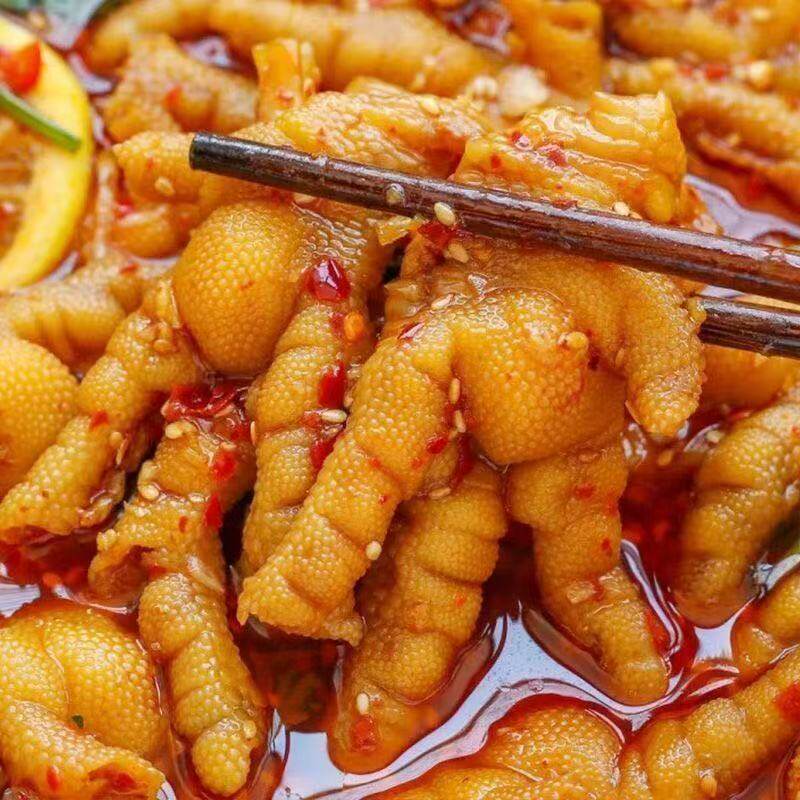 柠檬酸辣无骨鸡爪去骨泡椒凤爪即食脱骨卤味鸡爪子零食小吃批发