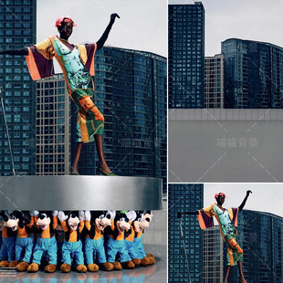 复古城市街道建筑模特商拍杂志拍照背景布背景港风拍照高楼大厦影棚艺术照室内摄影布商拍高楼写真纸MH 3046