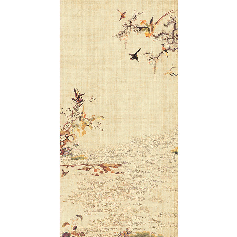 中国古典风元素工笔画影楼摄影油画布背景布复古喷绘背景仿手绘工笔画