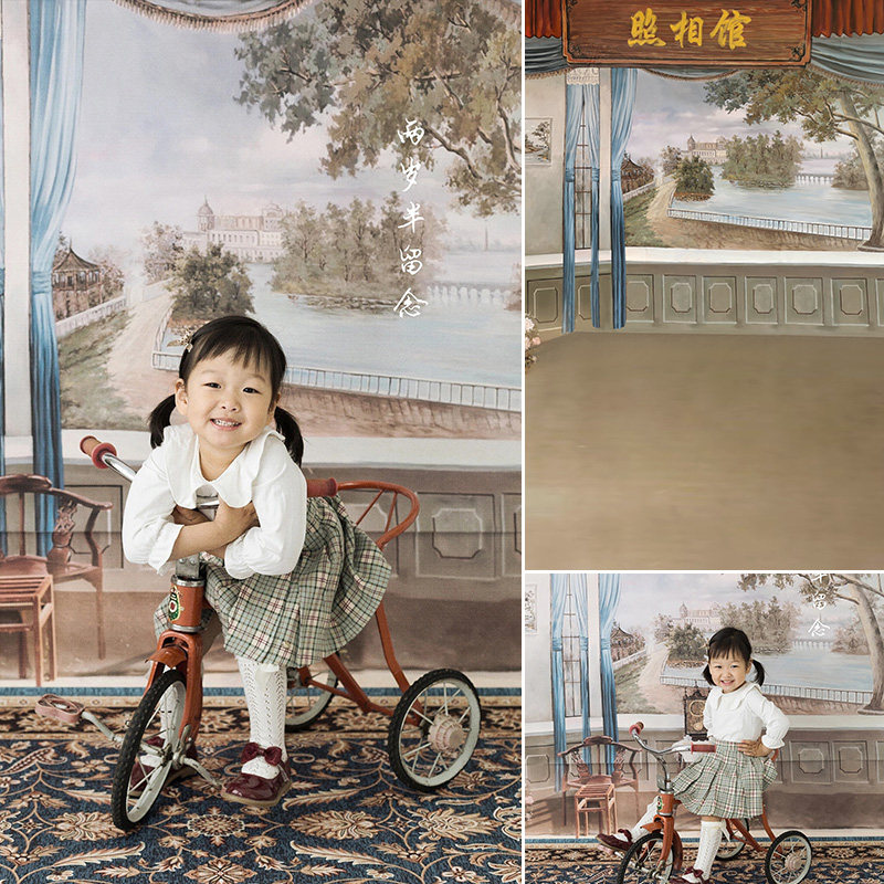 80后小时候影楼婚纱摄影室内个性创意写真背景布可定制老照片mh-0693