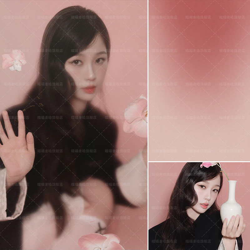 粉色肌理油画渐变虞书欣油画中国风同款影楼婚纱摄影拍照背景布油画肌理拍照道具写真背景纸MH-1926