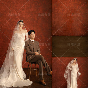 侘寂风大红色油画氛围感高级感简约复古风红色肌理纹理婚纱摄影拍照背景布法式影棚室内摄影背景纸MH-2767
