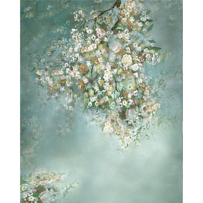 花从影楼中式风格仿手绘油画风景手工画艺背景布 精品背景 喷绘摄影布