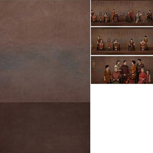 棕色肌理全家福四世同堂一家六口影棚室内写真艺术感高级感小众深棕色影楼婚纱摄影MH-1049