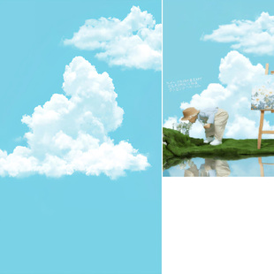 蓝天白云天空儿童拍摄摄影背景布写真照相馆周岁亲子照帆布喷绘影楼摄影背景纸梦幻孕妇主题MH 1499
