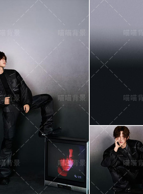 灰色黑色渐变油画帅气男生写真拍照背景布杂志商拍杂志影棚室内氛围感周年派对影楼婚纱摄影可定制MH-2972