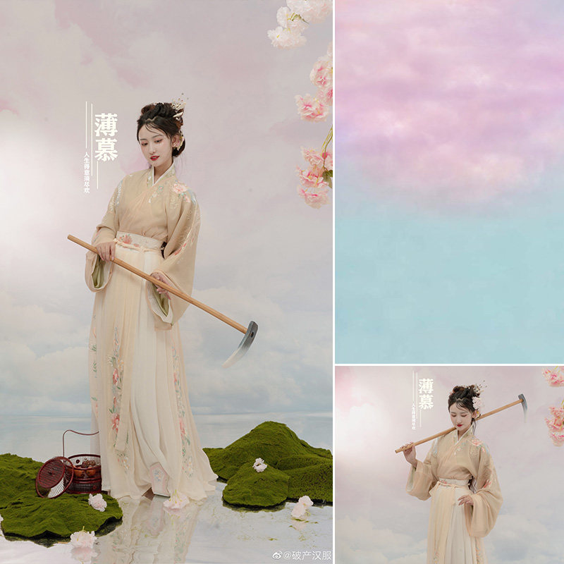 仿手绘油画背景布渐变色影楼摄影古装写真喷绘仿手绘室内拍照背景布艺术写真婚纱工笔画民国古装喷绘幕布