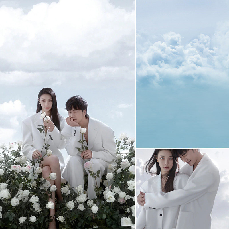 艺术写真天空云朵模特写真室内实景蓝天白云婚纱摄影儿童肖像薇拉影棚