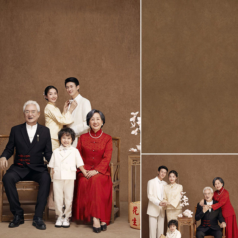 一家五口全家福新款纯色肌理纹理影楼婚纱摄影拍照背景布父母纪念照