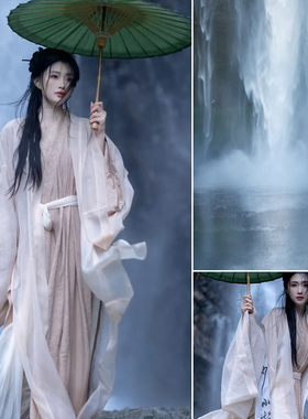 古风瀑布影楼婚纱摄影无缝加厚纹理油画帆布摄影网红拍摄背景布虚化肌理杂志个性创意写真模特MH-0988