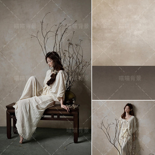 斑驳新中式少女复古油画影棚室内氛围感高级感灰色感清冷风婚纱摄影写真拍照背景布壁纸画侘寂风禅意MH-2799