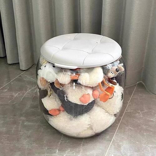 抖音爆款毛绒玩具收纳桶凳一体