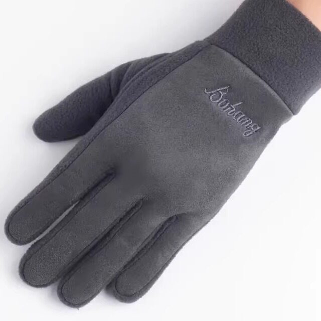 男女士手套秋冬季触屏户外保暖棉骑行骑车摇粒绒抓绒五指防风防寒