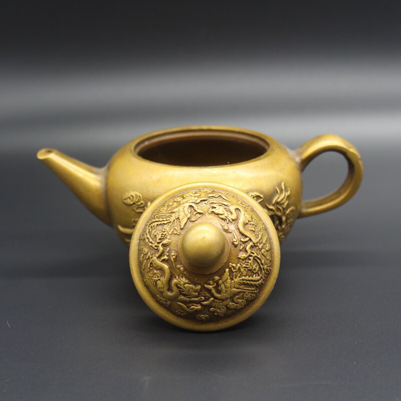 高档古玩杂项收摆乾隆年制龙凤酒壶壶凤茶龙工艺品v藏件包邮ins